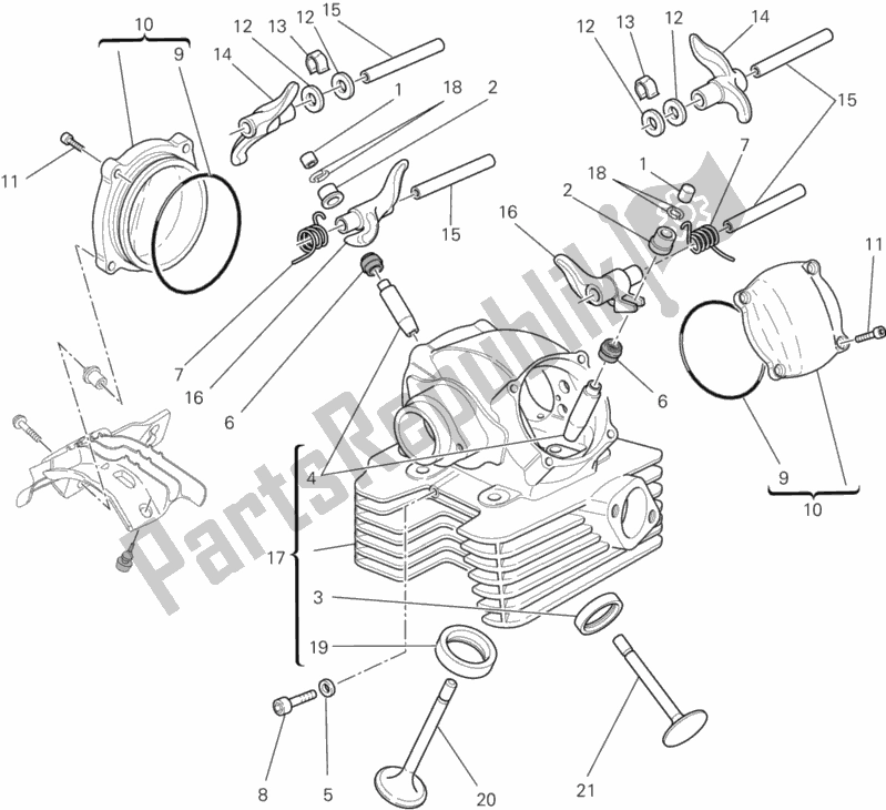 Alle onderdelen voor de Verticale Cilinderkop van de Ducati Monster 795 ABS Thai 2013